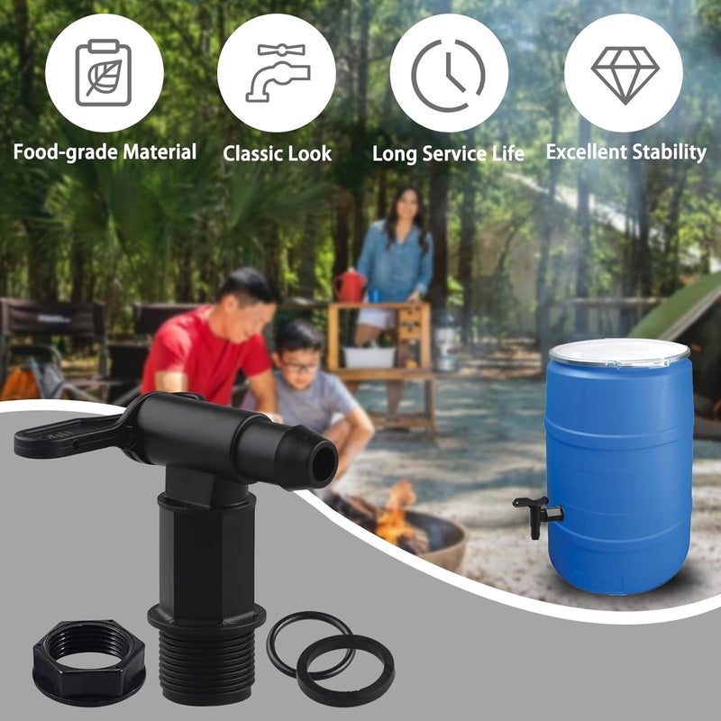 MUGLIO 4 Pack Drum Spigot 3/4" Plastic Faucet for 5, 6 Gallon Container Polyethylene Barrel Faucet with EPDM Gasket Replacement Spigot by (Black) - Image 4